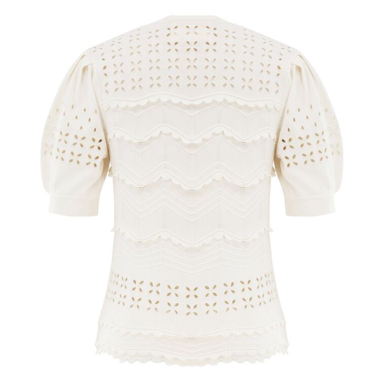 Marcelena Short Sleeve Eyelet Knit Top image number null