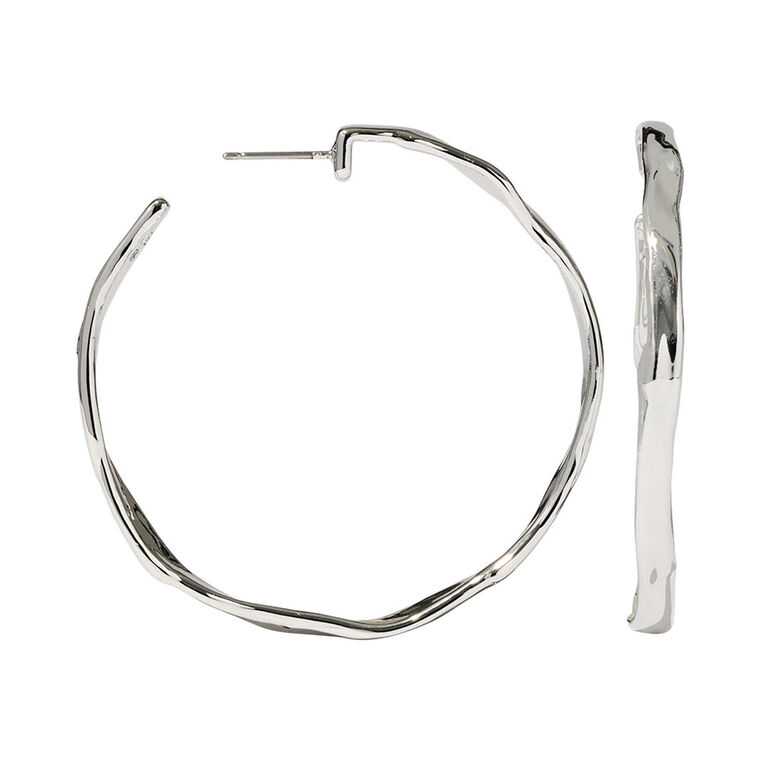 Brut Silver Skinny Hoop Earring image number null