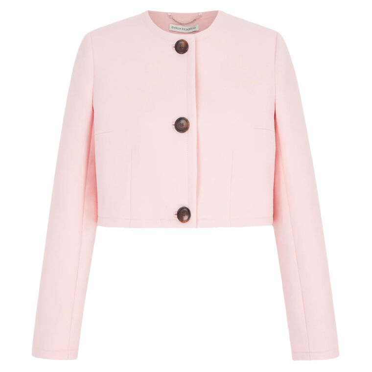 Lizette Cropped Wool Crepe Collarless Jacket image number null