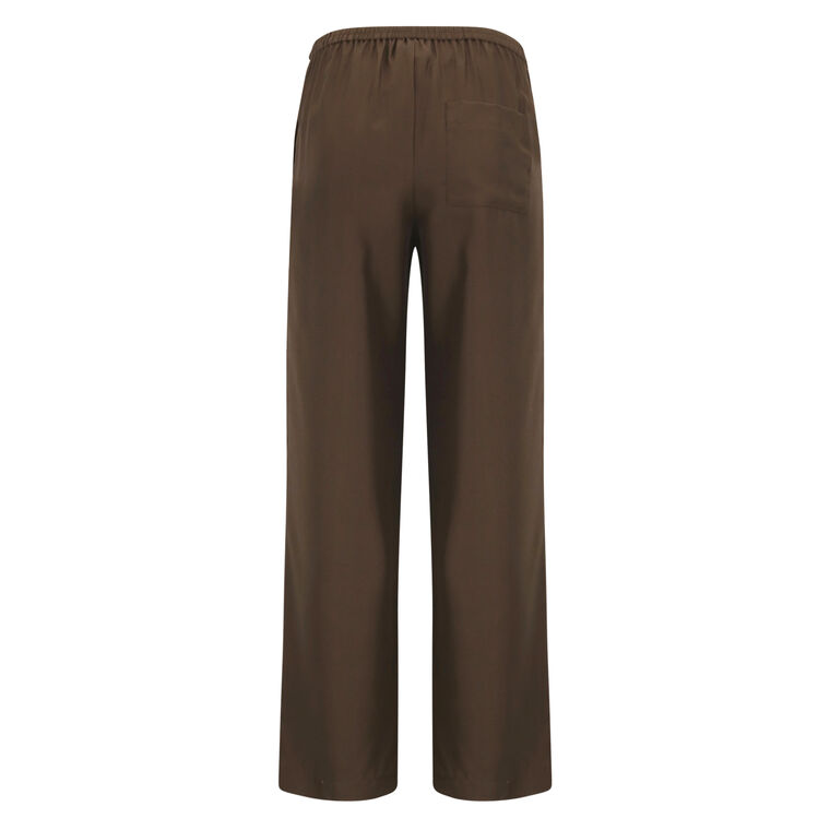 Alera Elastic Waist Straight-Leg Silk Pant image number null