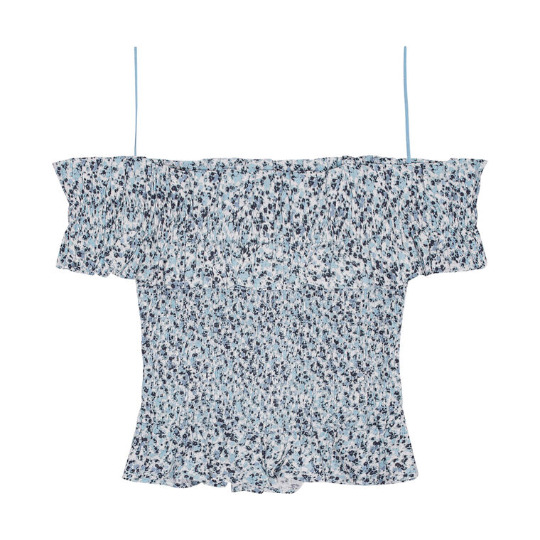 Printed Cotton Off-Shoulder Smock Top image number null