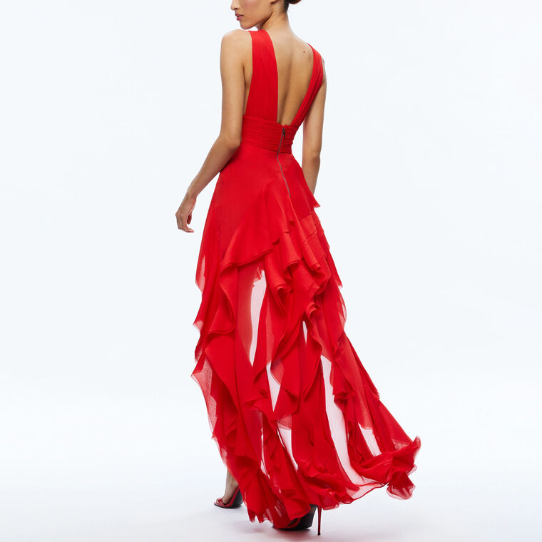 Holly Asymmetric Ruffle Maxi Dress image number null