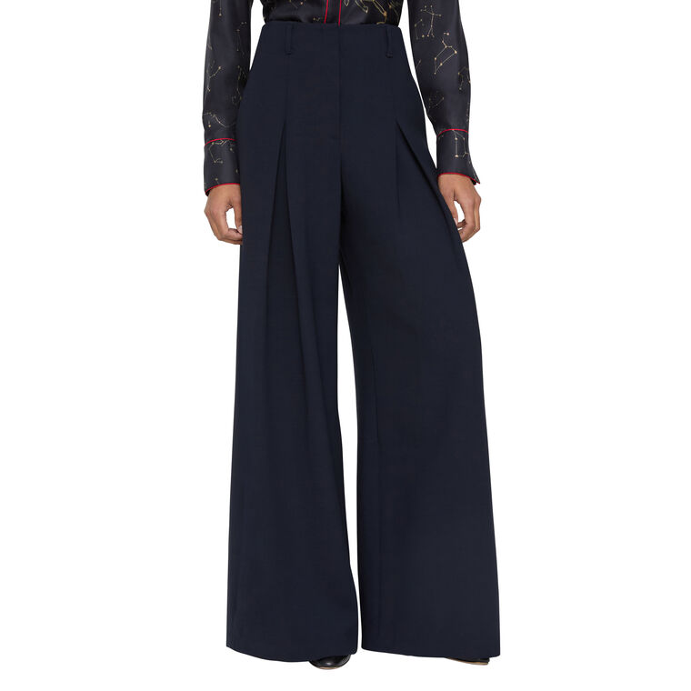 Wool Double Face Warren Inverted Pleated Wide Leg Pant image number null