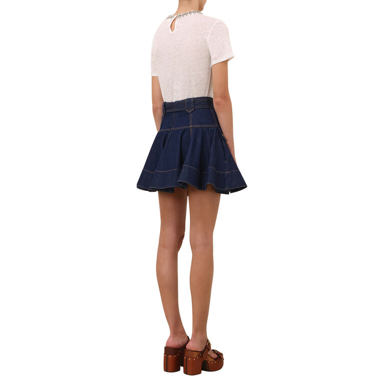 Belted Denim Cargo Mini Skirt image number null