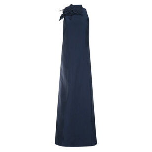 Taffeta Sleeveless Gown With Flowers