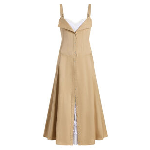 Lucil Sleeveless Button-Front A-Line Midi Dress