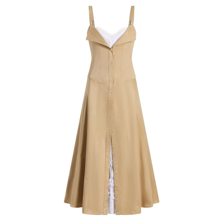 Lucil Sleeveless Button-Front A-Line Midi Dress image number null