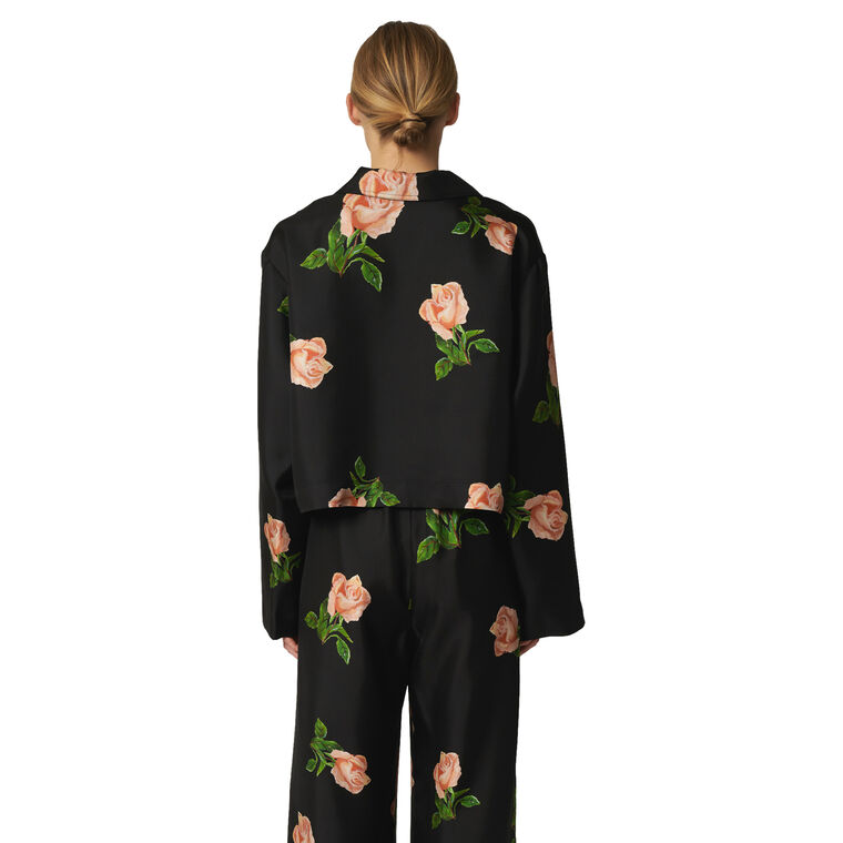 Vally Cropped Silk Twill Top image number null