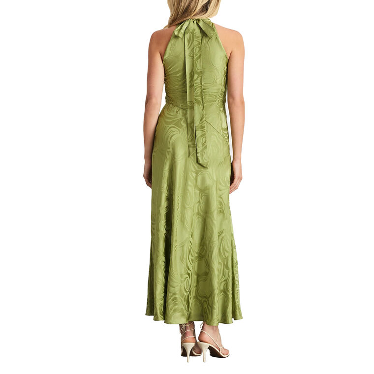 Anais Sleeveless Halterneck Silk Jacquard Maxi Dress image number null