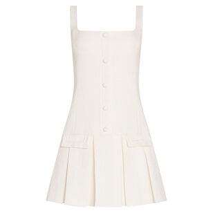 Courtney Sleeveless Button Detail Pleated Mini Dress