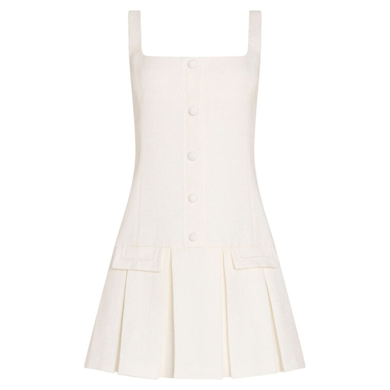 Courtney Sleeveless Button Detail Pleated Mini Dress image number null