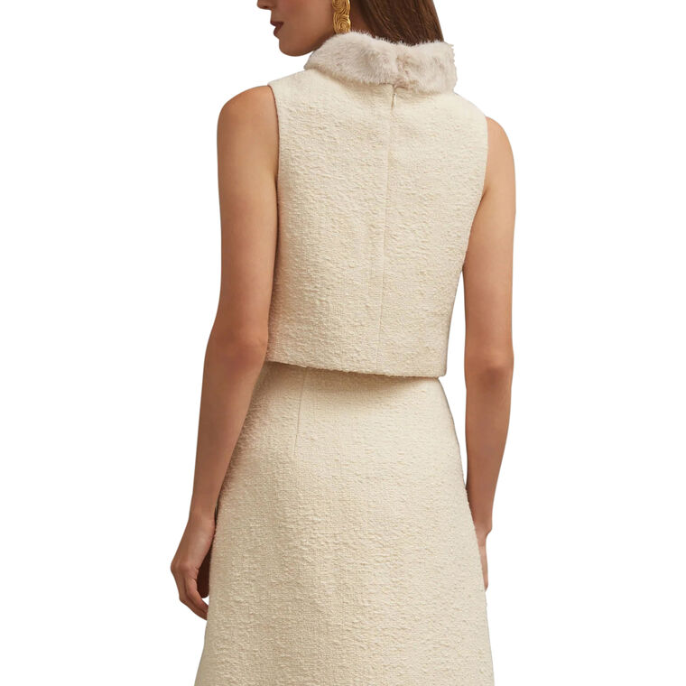 Gina Sleeveless Boucle Top With Removable Faux Fur Collar image number null