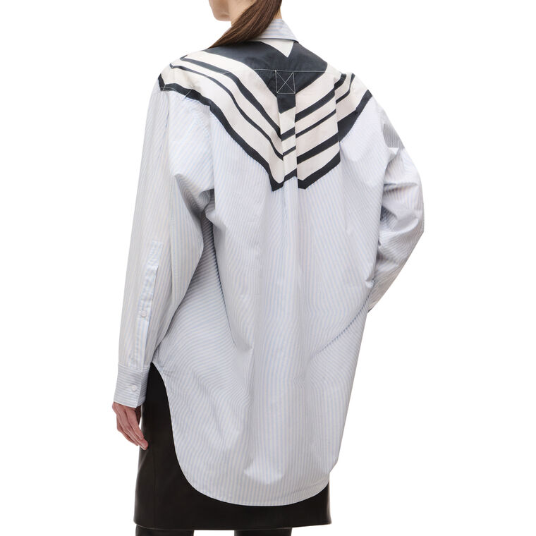 The Keegan Relaxed Boyfriend Button-Front Shirt With Scarf Motif image number null