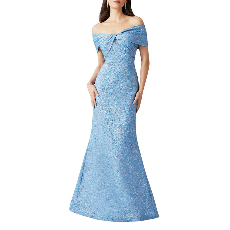 Jacquard Twist Bust Off Shoulder Mermaid Gown image number null