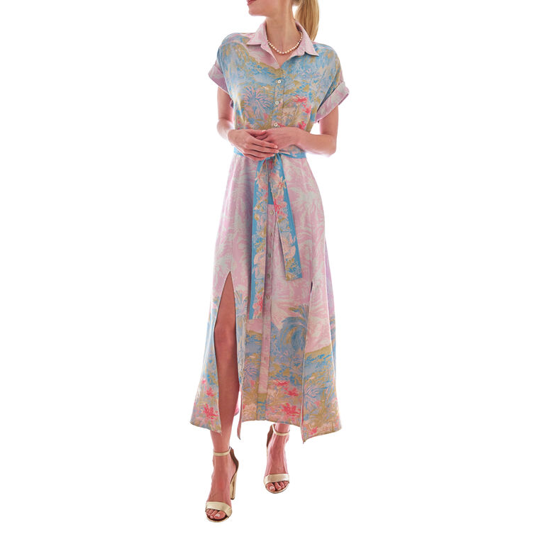 Chantal Short Sleeve Tie-Front Maxi Dress image number null