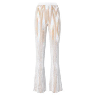 Ribbed Stretch Flare Trouser With Sequins