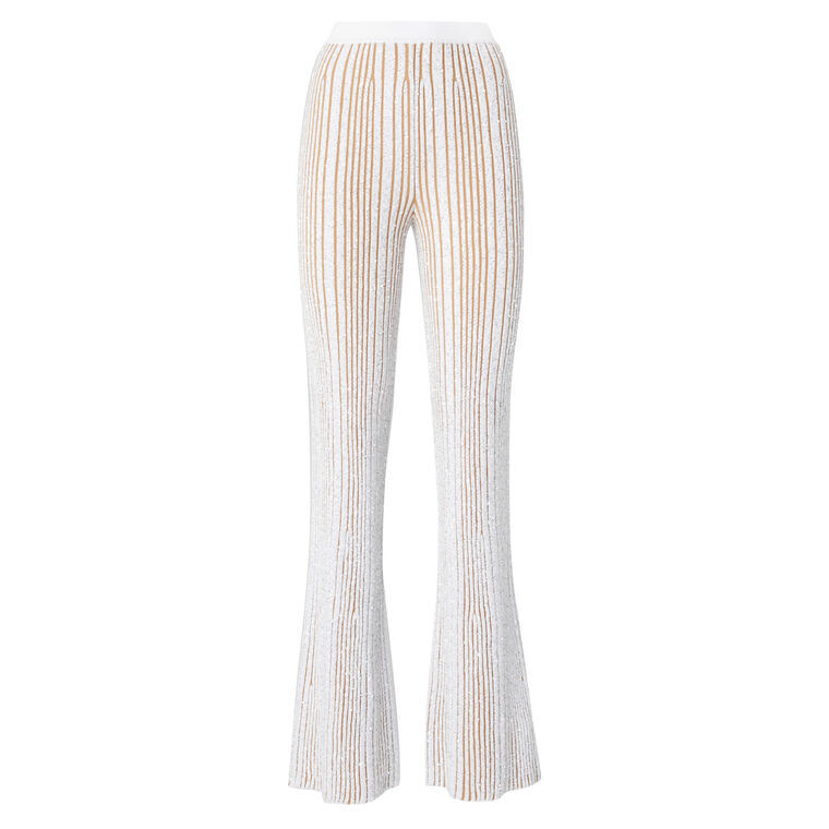 Ribbed Stretch Flare Trouser With Sequins image number null