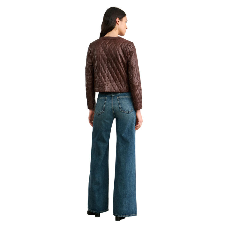Amy Cropped Leather Jacket image number null
