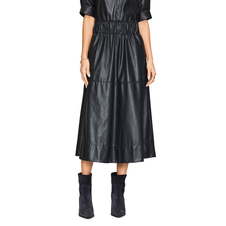The Issa Vegan Leather Midi Skirt image number null
