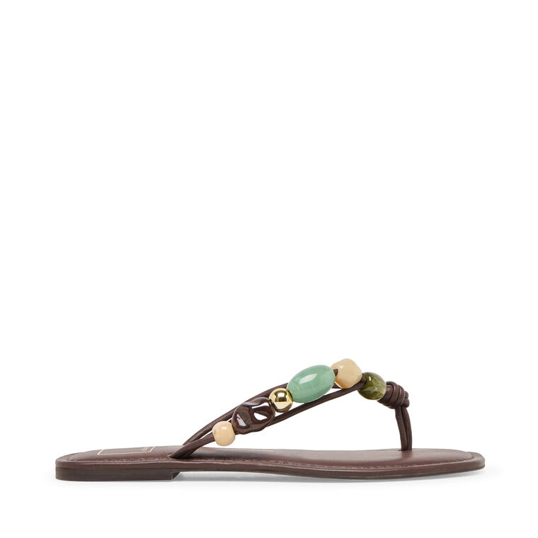 Cely Beaded Leather Flat Sandal image number null