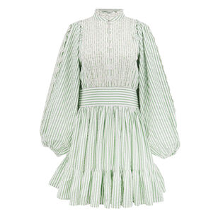 Seersucker Long Sleeve Mini Dress