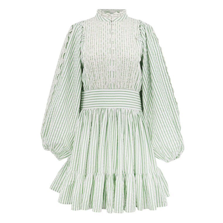 Seersucker Long Sleeve Mini Dress image number null