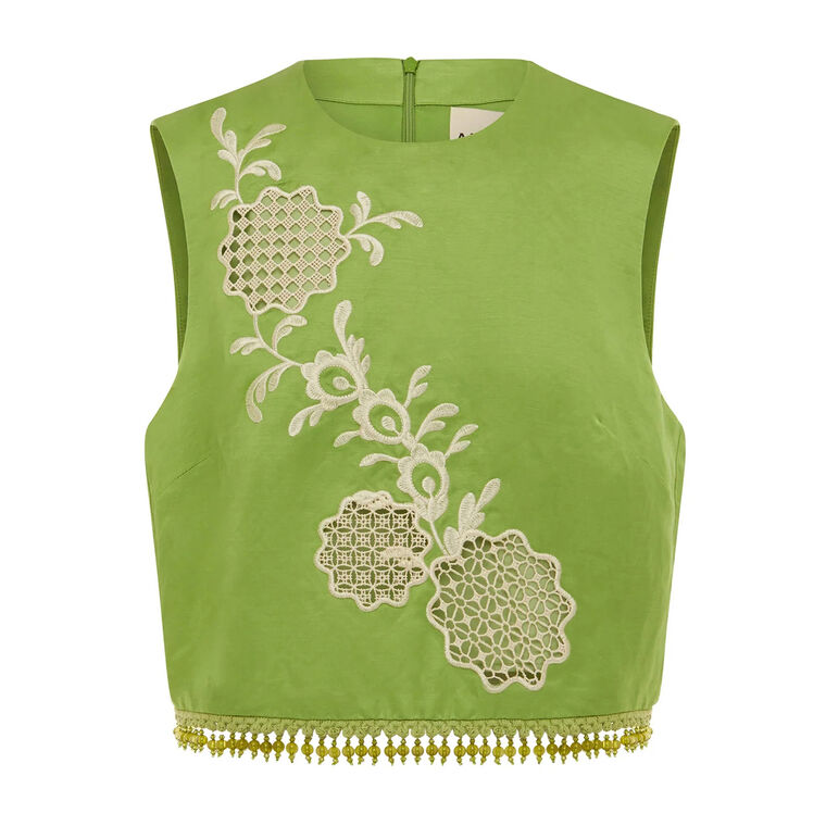 Luisa Embroidered Sleeveless Crop Top image number null