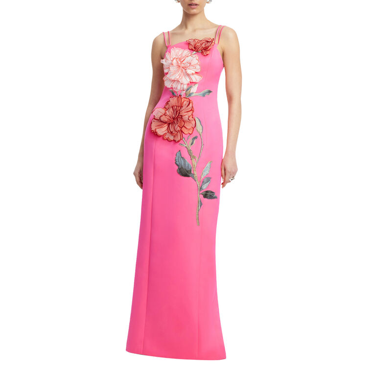 Arianna Sleeveless Applique Floral Maxi Dress image number null