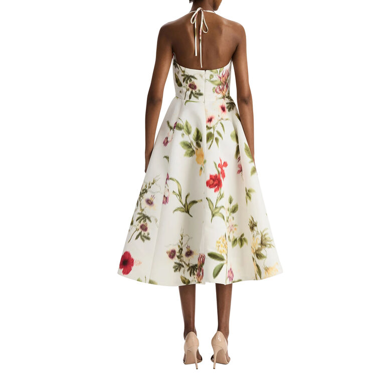 Dominican Mixed-Floral Faille Cocktail Dress image number null