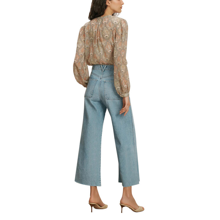 Ashlyn Long Sleeve Paisley Silk Blouse image number null