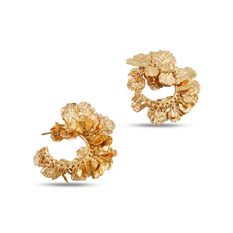 Dangling Mini Petals Hoop Earrings image number null