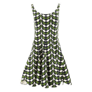 Sleeveless Scoop Neck Geometric Stretch Mini Dress