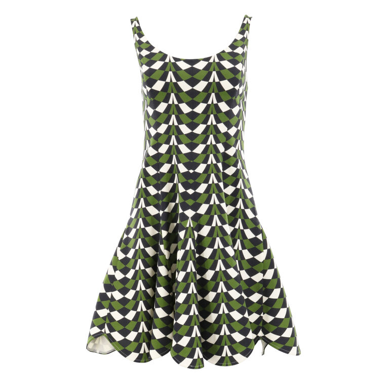 Sleeveless Scoop Neck Geometric Stretch Mini Dress image number null