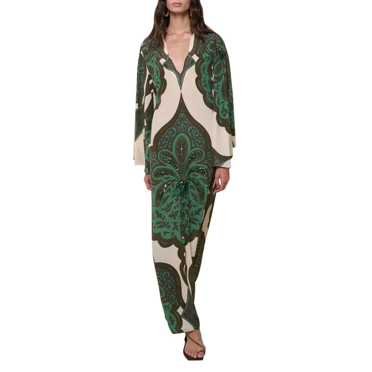 Landscapes Long Sleeve Silk Maxi Dress image number null