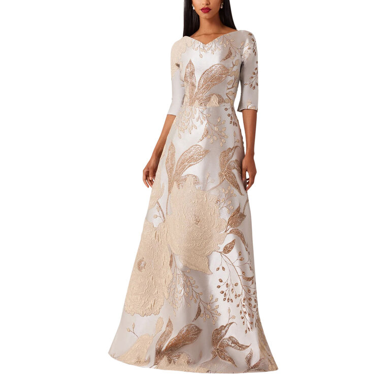 Metallic Jacquard A-Line Evening Gown image number null
