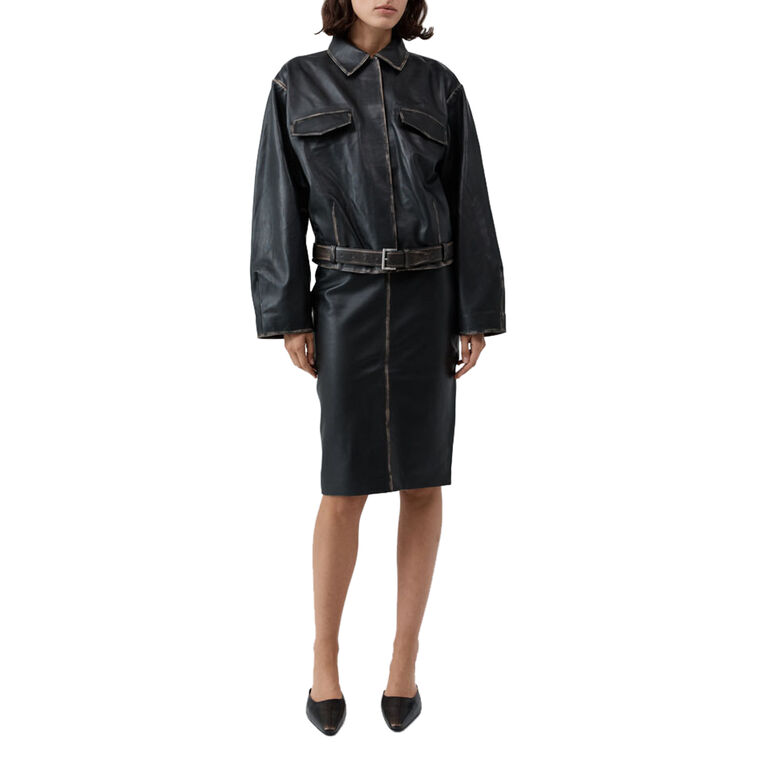 Brushed Leather Pencil Skirt image number null