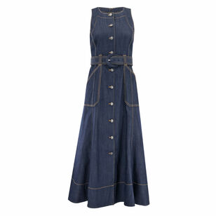 Cezanne Belted Denim Midi Dress