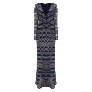 Long Sleeve 3D Diamond Pattern Maxi Dress