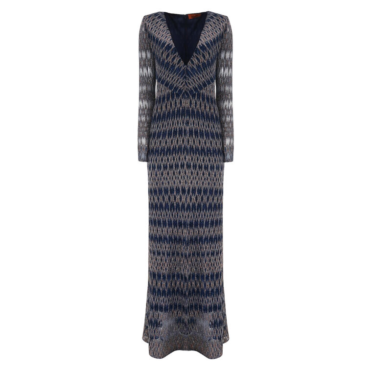 Long Sleeve 3D Diamond Pattern Maxi Dress image number null