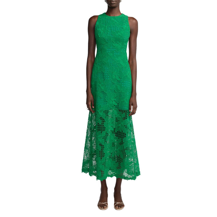 Sleeveless Lattice Guipure Lace Midi Dress image number null
