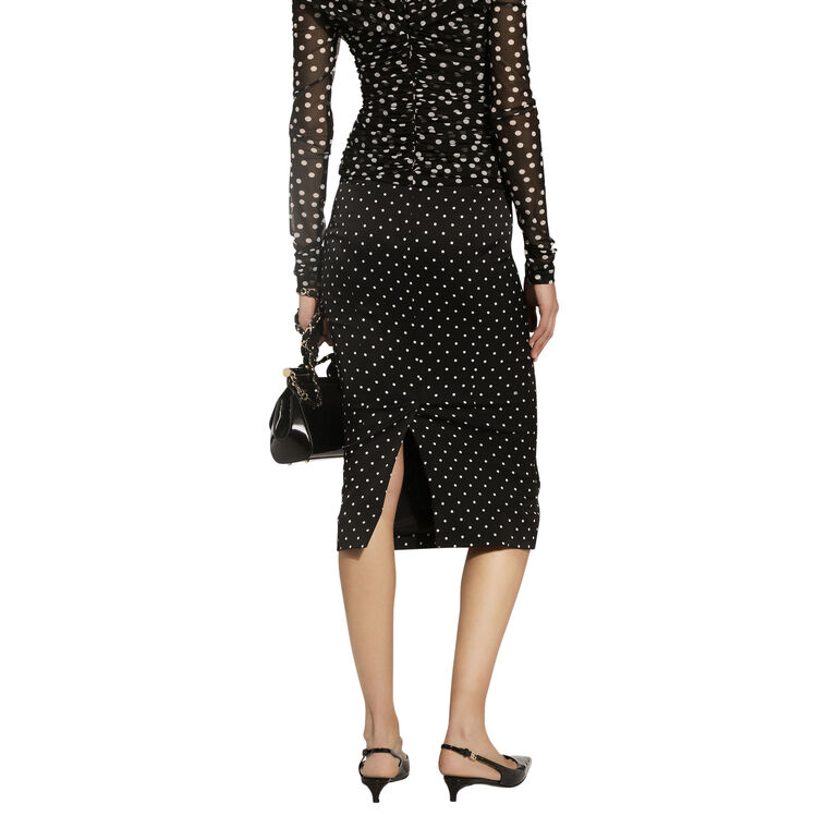 Charmeuse Polka Dot Midi Pencil Skirt image number null