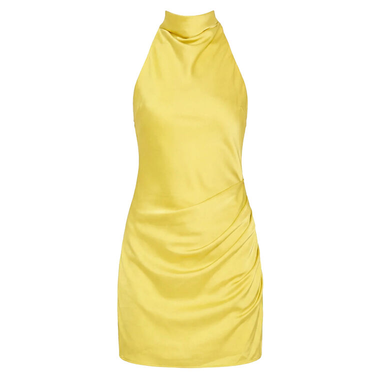 Chantel High Cowl Neck Satin Mini Dress image number null
