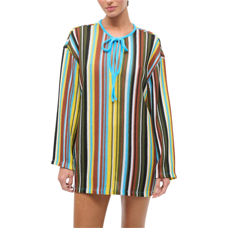 Catalina Long Sleeve Crochet Knit Mini Dress image number null