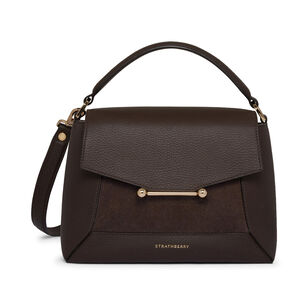 Mosaic Top Handle Bag In Grain Leather With Suede
