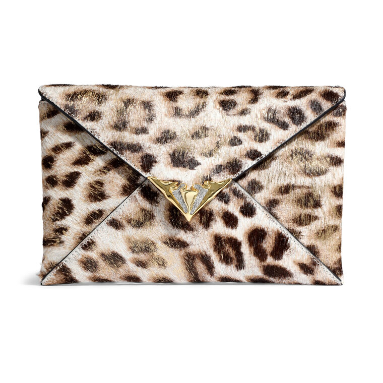 Metallic Leopard Envelope Clutch image number null