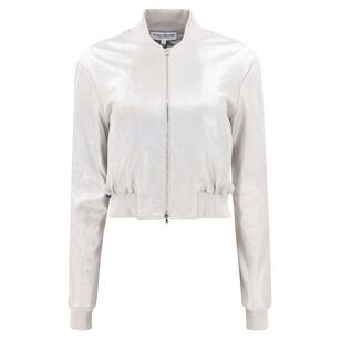 Long Sleeve Leather Bomber Jacket