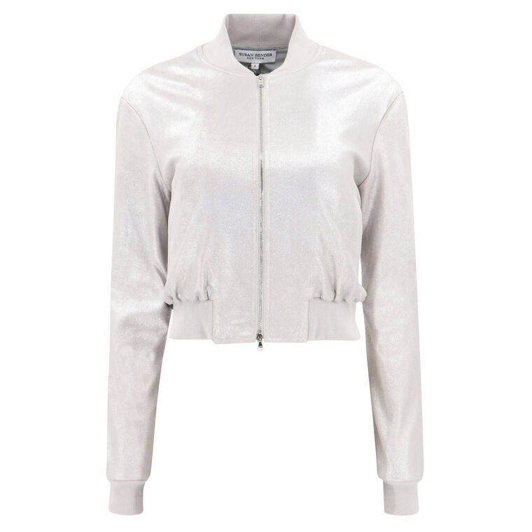 Long Sleeve Leather Bomber Jacket image number null