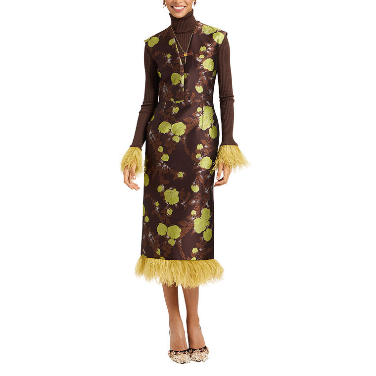 Sleek Dress With Feathers image number null