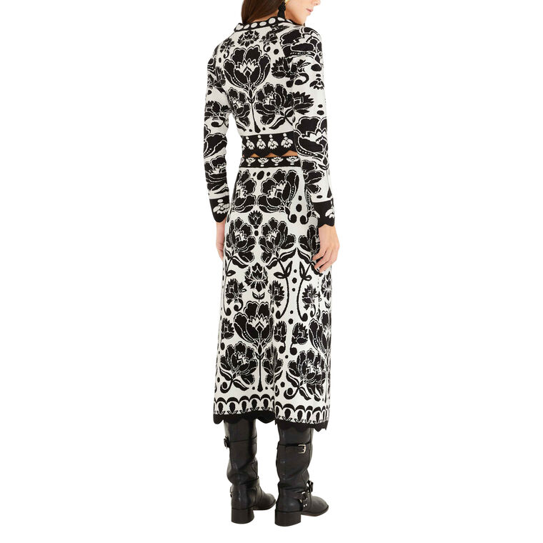 Floral Arabesque Print Knit Midi Skirt image number null