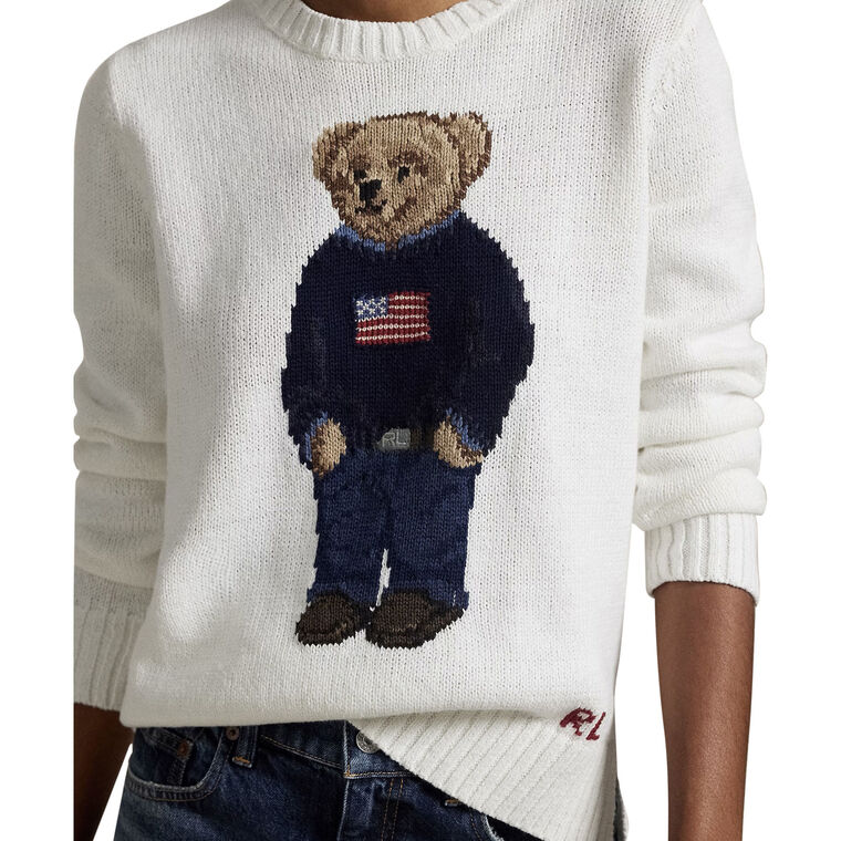 Polo Bear Linen-Cotton Crewneck Sweater image number null